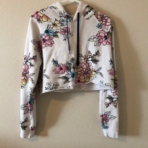 flowered cropped hoodie